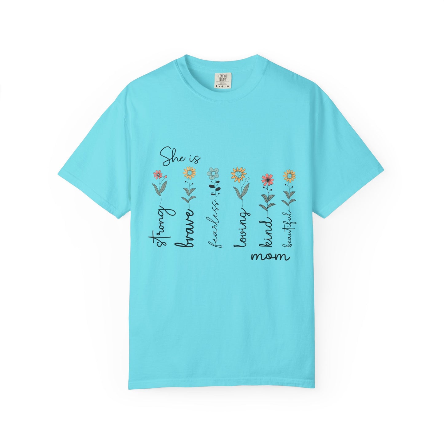 Inspirational Mom T-Shirt - Floral Design, Strong & Brave