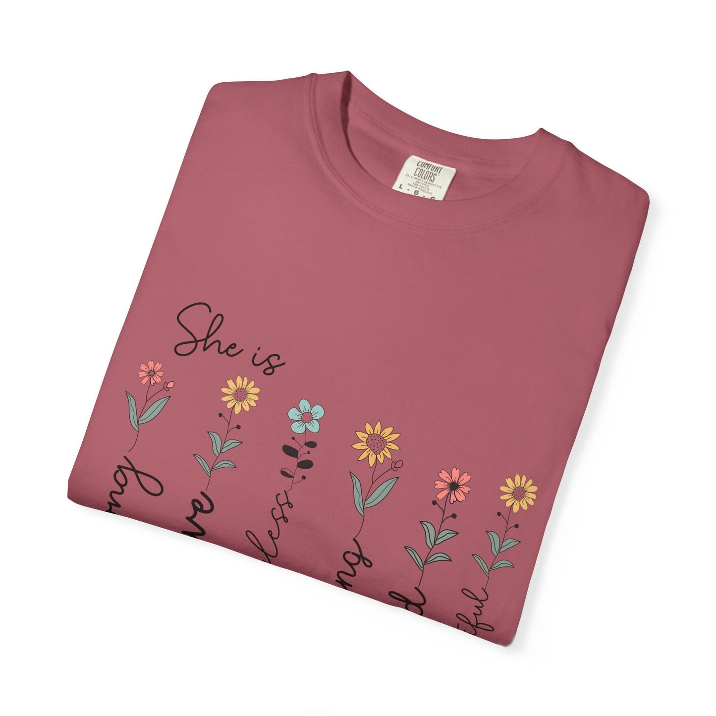 Inspirational Mom T-Shirt - Floral Design, Strong & Brave