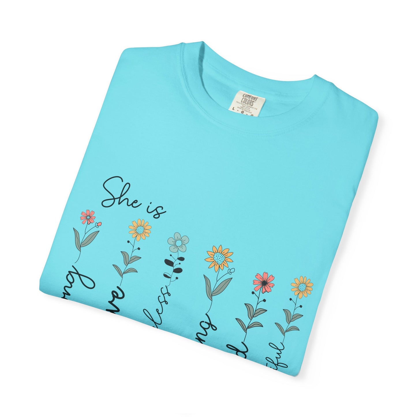 Inspirational Mom T-Shirt - Floral Design, Strong & Brave
