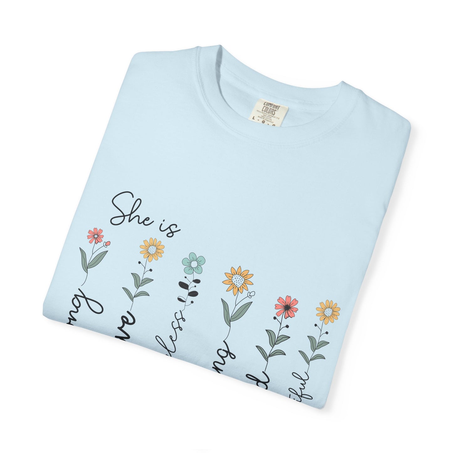 Inspirational Mom T-Shirt - Floral Design, Strong & Brave