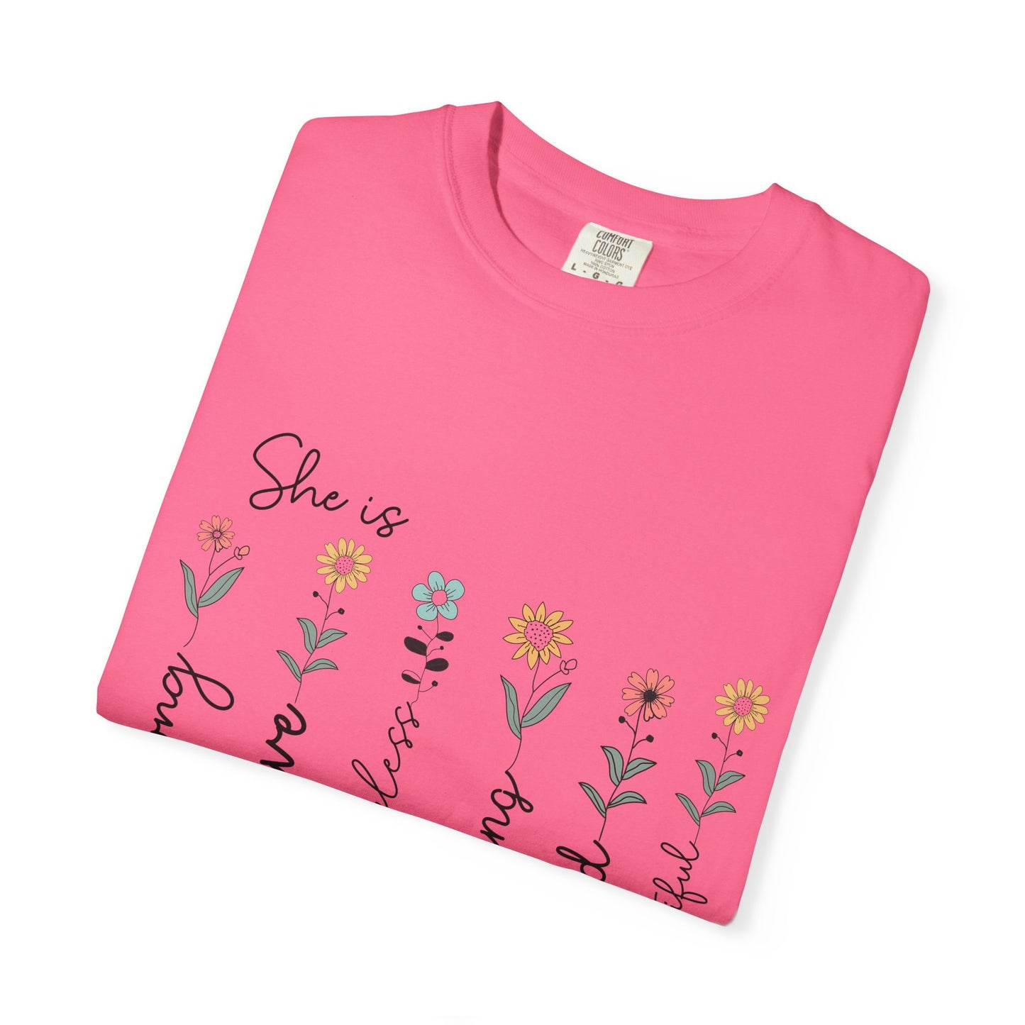 Inspirational Mom T-Shirt - Floral Design, Strong & Brave