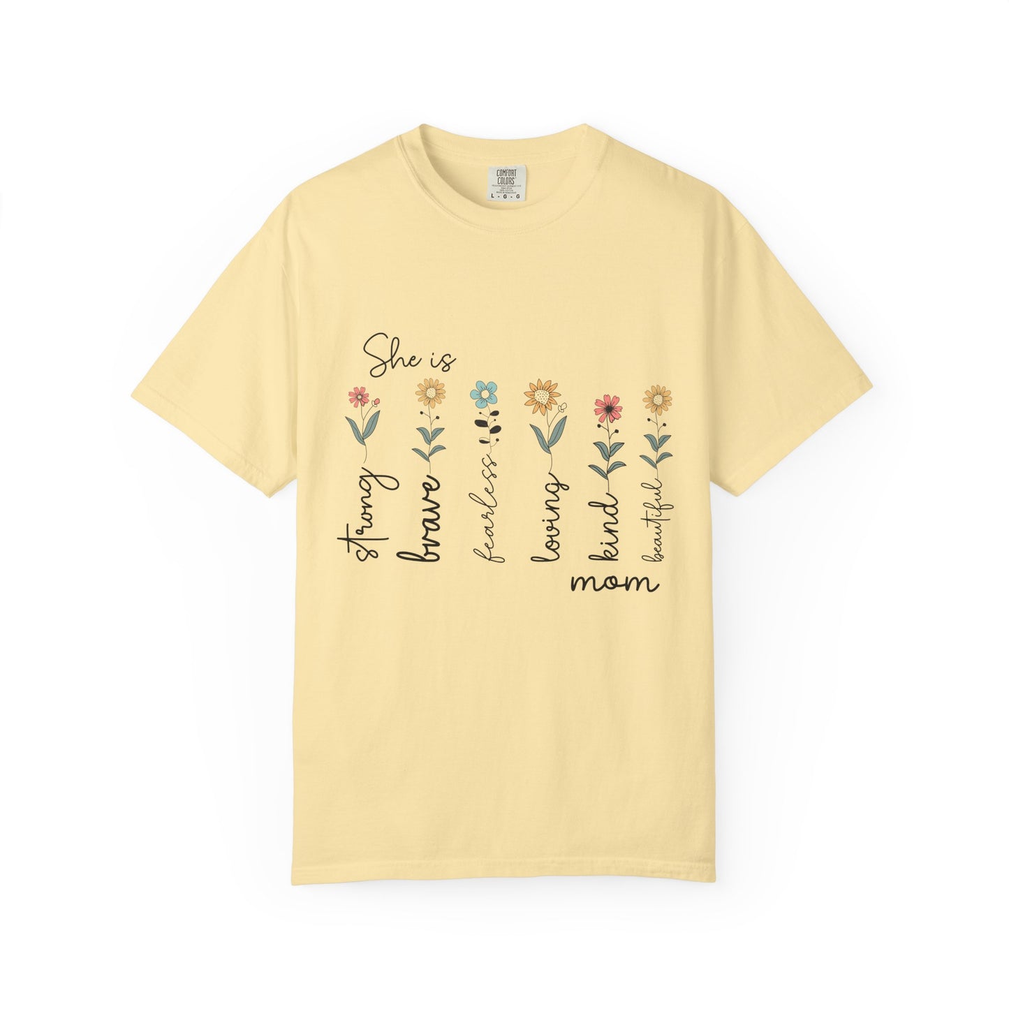 Inspirational Mom T-Shirt - Floral Design, Strong & Brave