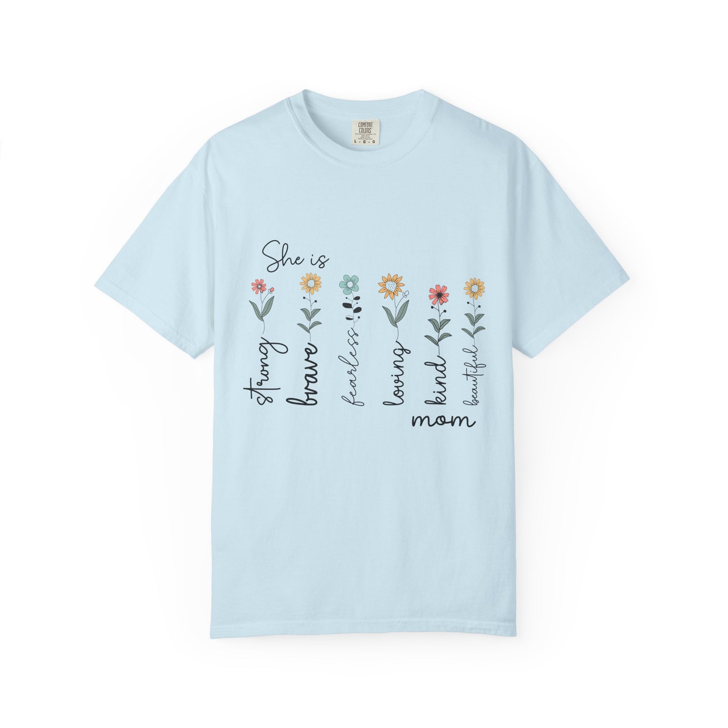 Inspirational Mom T-Shirt - Floral Design, Strong & Brave