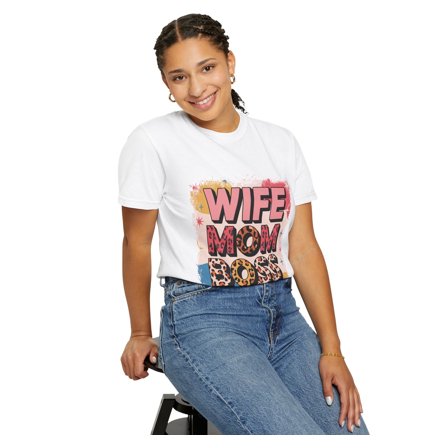 Wife Mom Boss T-Shirt - Stylish Unisex Garment-Dyed Tee for Super Moms