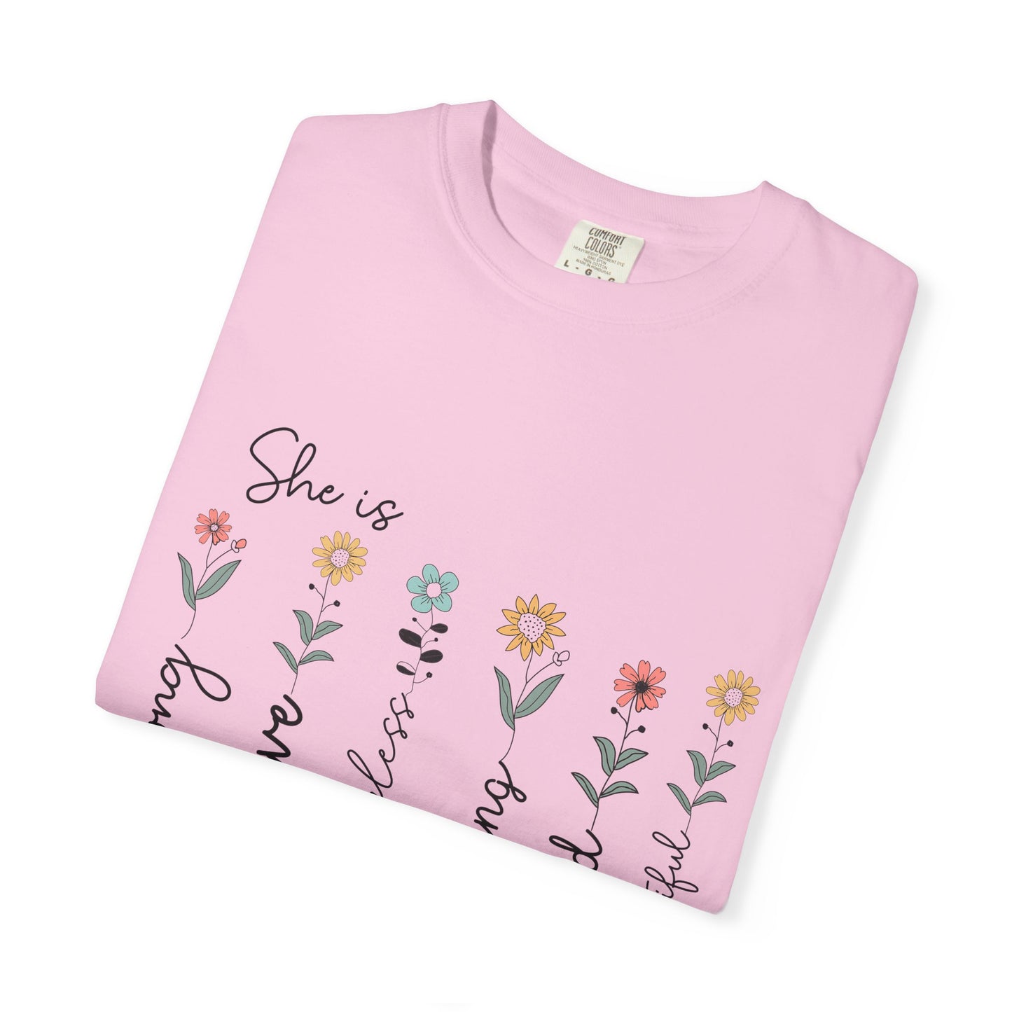Inspirational Mom T-Shirt - Floral Design, Strong & Brave