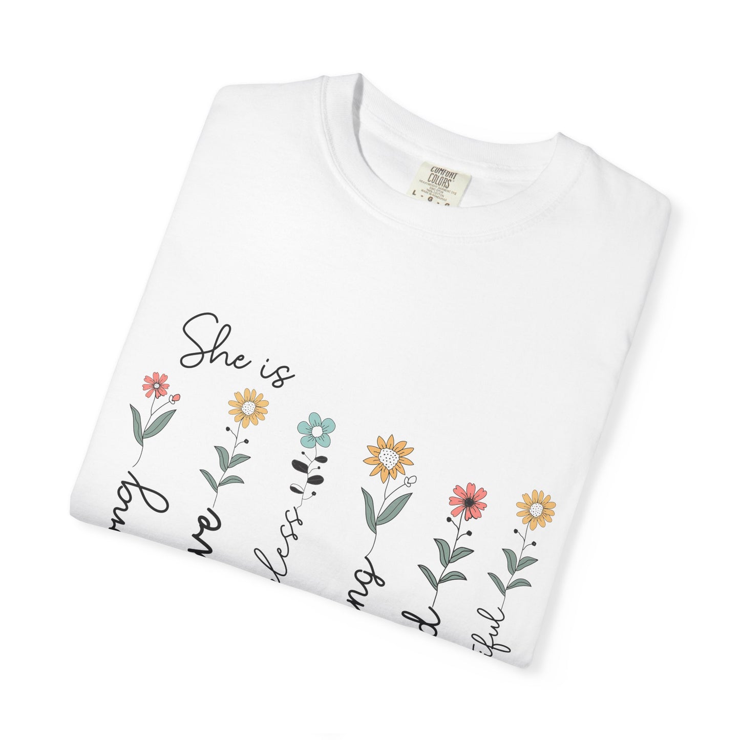 Inspirational Mom T-Shirt - Floral Design, Strong & Brave