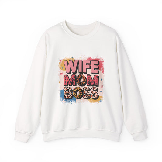 Wife Mom Boss Sweatshirt - Cozy Unisex Crewneck for Moms