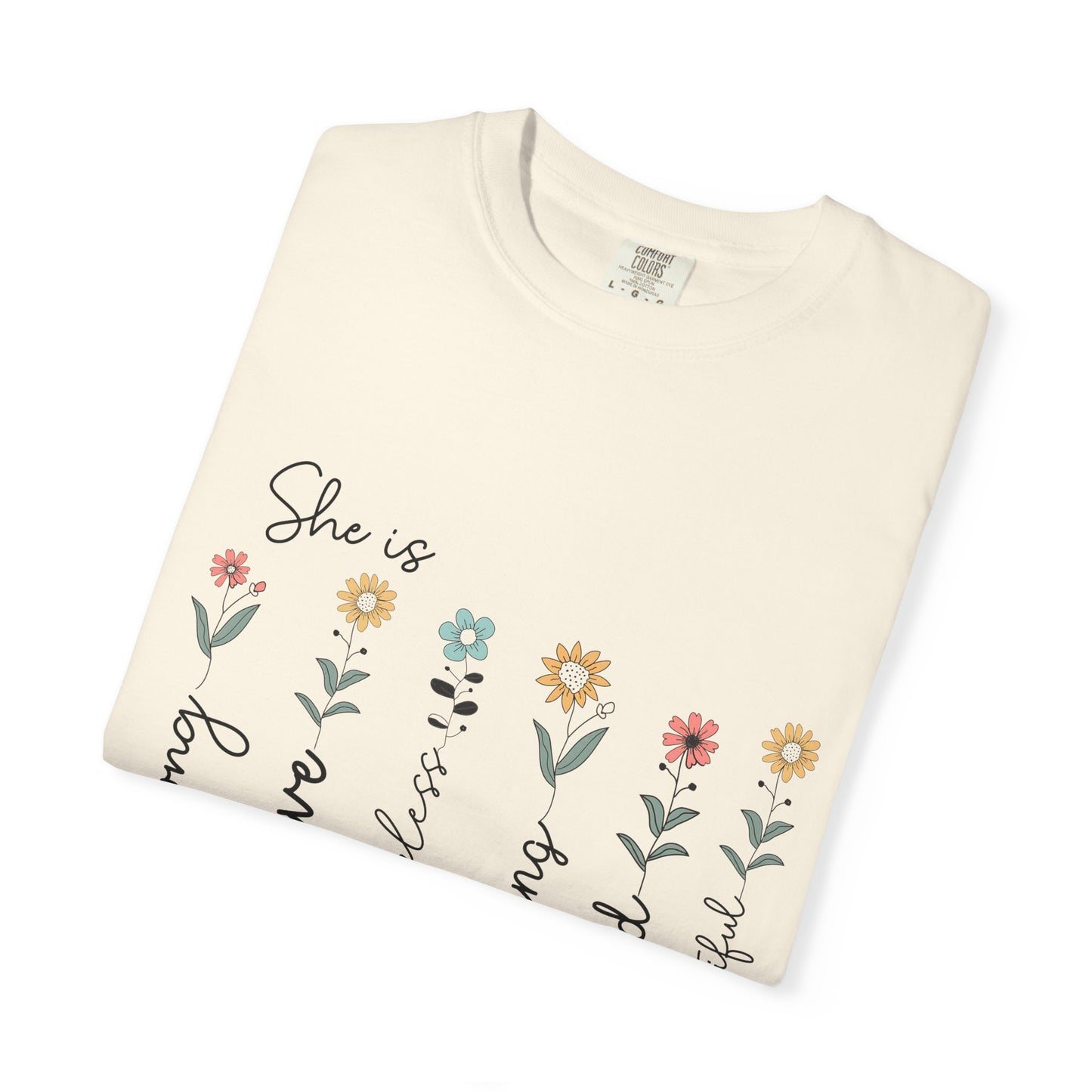 Inspirational Mom T-Shirt - Floral Design, Strong & Brave